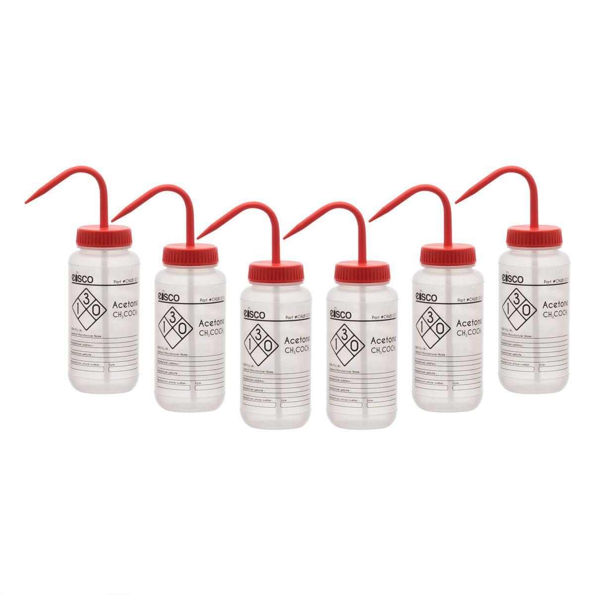 6PK Performance Plastic Wash Bottle, Acetone, 500 ml - Labeled (1