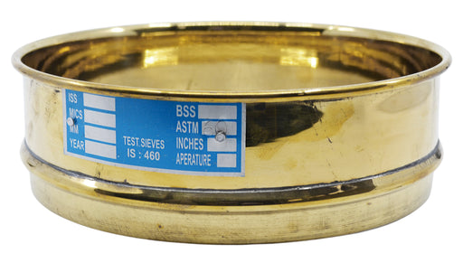 Test Sieve, 8 Inch - Full Height - ASTM No. 60 (250µm) - Brass Frame with Stainless Steel Wire Mesh - Eisco Labs