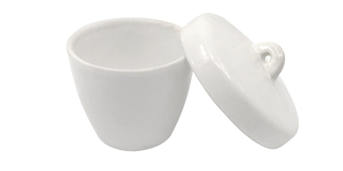 Porcelain Crucible with Lid, 25mL Capacity - Tall Form — Eisco Labs