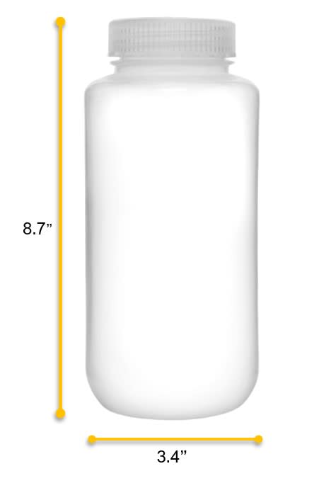 6PK Reagent Bottles, 1000ml - Wide Mouth, Screw Cap - Polypropylene
