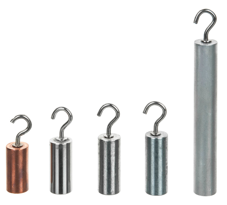 5-Piece Specific Gravity Cylinders with Hooks - Includes Copper, Tin, Aluminum, Zinc, Stainless Steel