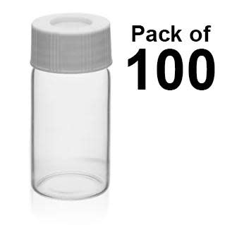VOA/TOC Clear Vials, 20mL, 100/PK - Borosilicate Glass - ASTM/USP Type I, Class B - PTFE Septa