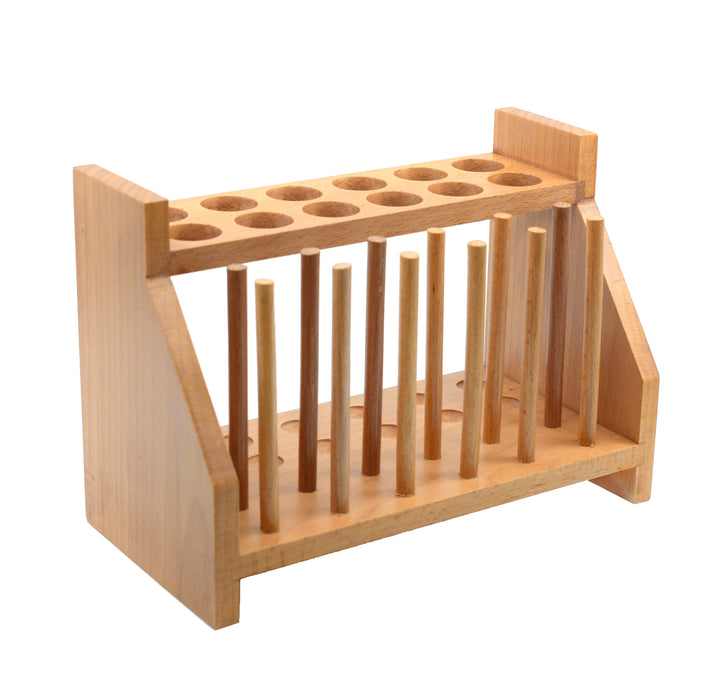 Wooden Test Tube Stand & Draining Rack - Holds 12 Tubes - 9.3"