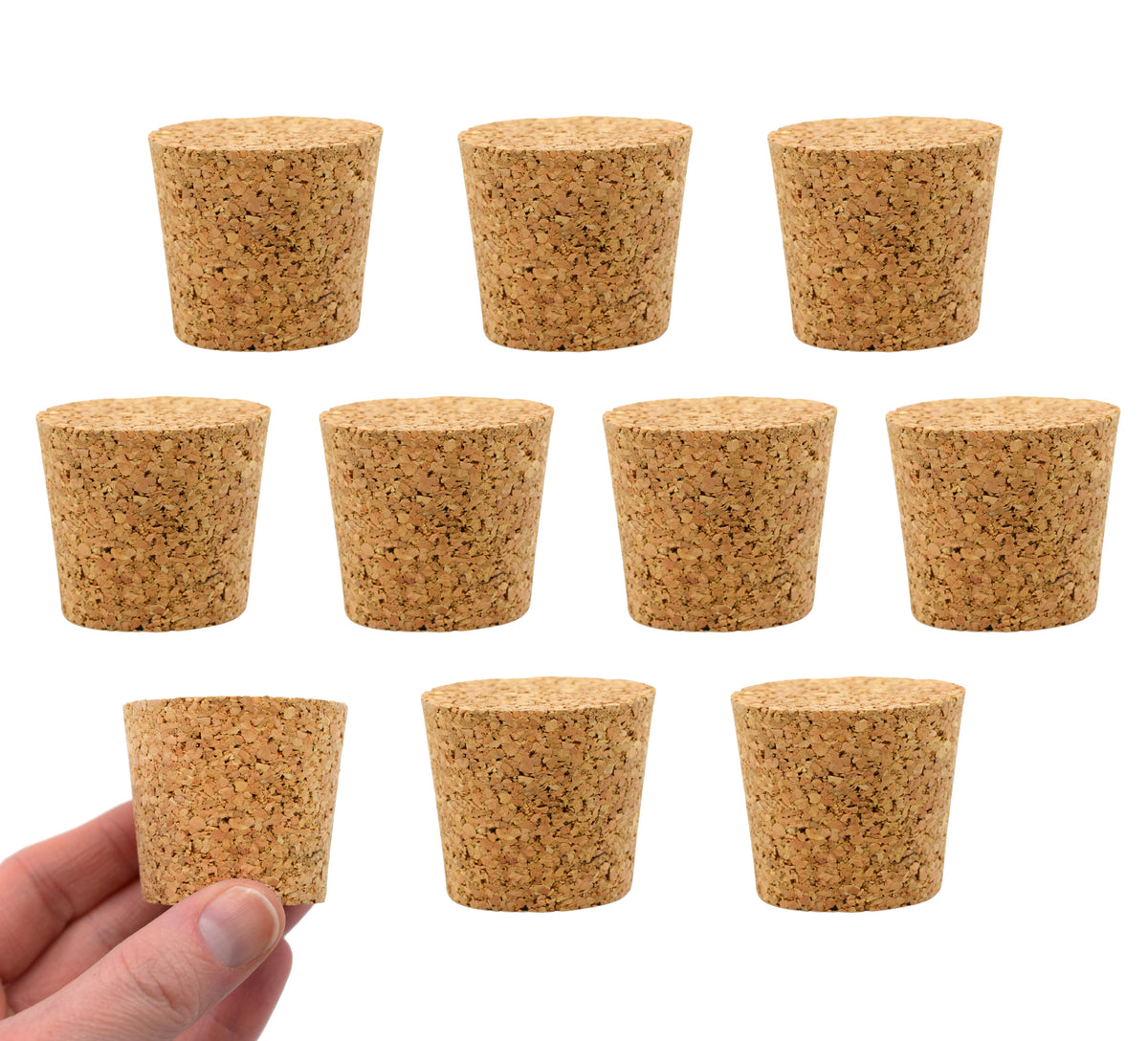Eisco Labs Cork Stoppers - Size #7, 15mm Bottom 21mm Top 25mm Length, Pack Of 10