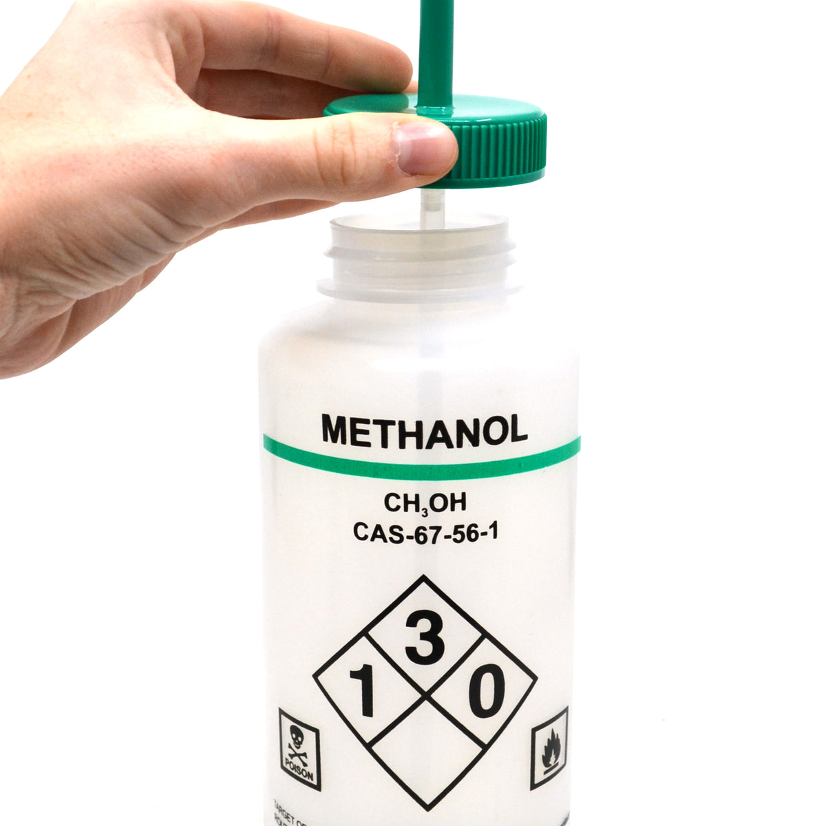 1000ml Capacity Labelled Wash Bottle for Methanol, Self Venting, Low D ...