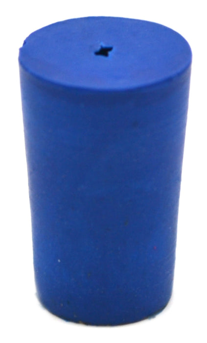 Neoprene Stoppers, 1 Hole - Blue - Size: 10mm Bottom, 12.5mm Top, 20mm Length - Pack of 10
