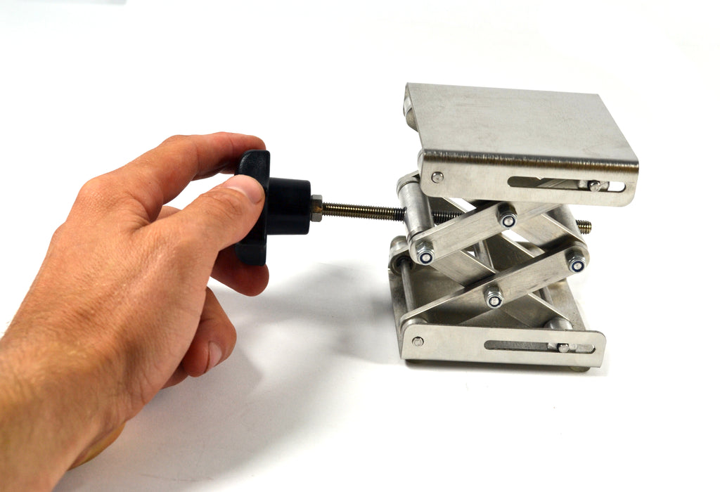 Eisco Labs Stainless Steel Lab Jack - 3"x2.8" Surface - 6" max height - Dynamic Load - 2kg Static Strength - 15kg