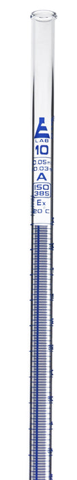 Burette, 10ml - ASTM, Class A - Borosilicate 3.3 Glass - Schellbach Design - PTFE Stopcock - 0.05ml Blue Graduations - Eisco Labs