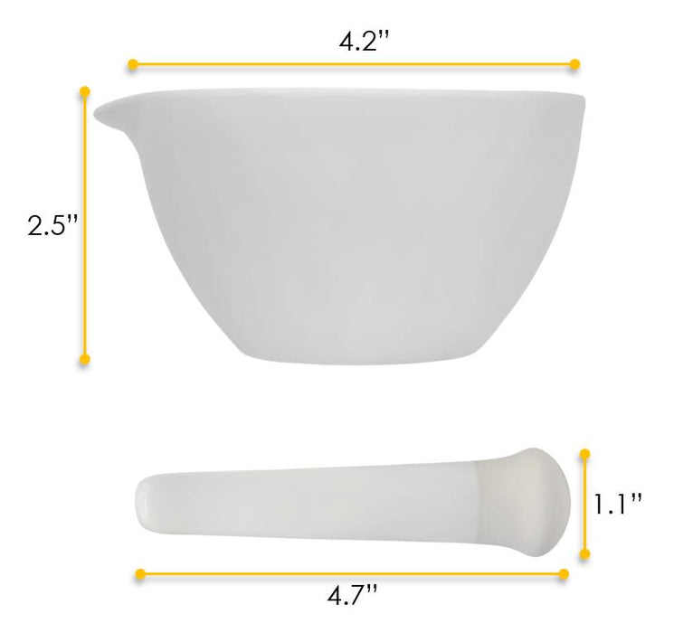 Porcelain Mortar & Pestle Set, 5oz - Heavy Duty Pattern - Unglazed Grinding Surface