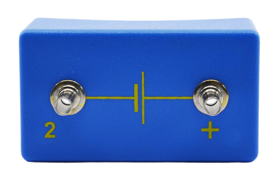 Battery Cell Holder, 2 Inch - For Use with Elementary Basic Electricity Kit (Eisco BKEPH2014) - With Two 4mm Sockets - Plastic - Mounted - Eisco Labs