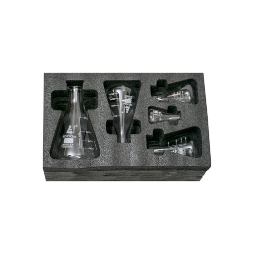 Safety Pack Erlenmeyer Flask Set - 50ml, 150ml, 250ml, 500ml & 1000ml - Narrow Neck, Borosilicate 3.3 Glass
