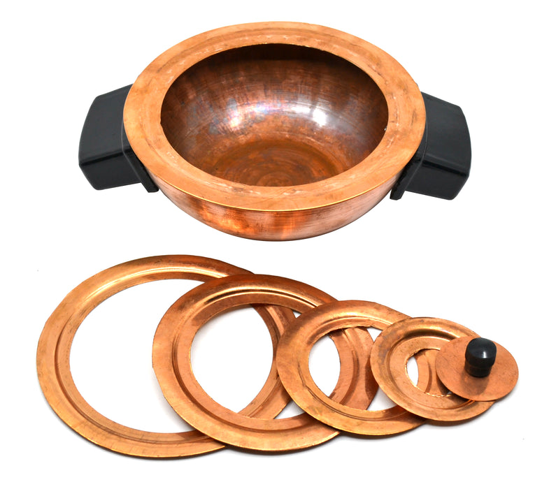 Water Bath, 125ml Capacity, Hemispherical with  Set of Concentric Rings, Two Handles, Sheet Copper - Eisco Labs