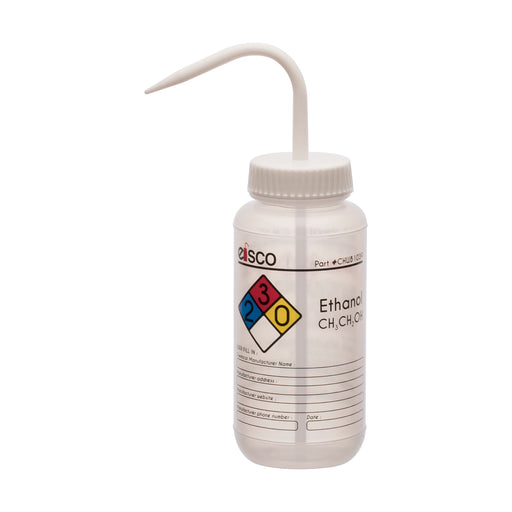 Performance Plastic Wash Bottle, Ethanol, 500 ml - Labeled (4 Color)