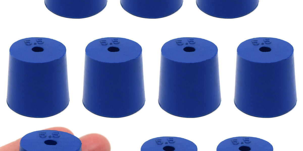 Neoprene Stoppers, 1 Hole, ASTM, Size #5.5, 24mm Bottom, 28mm Top, 25mm - View #9