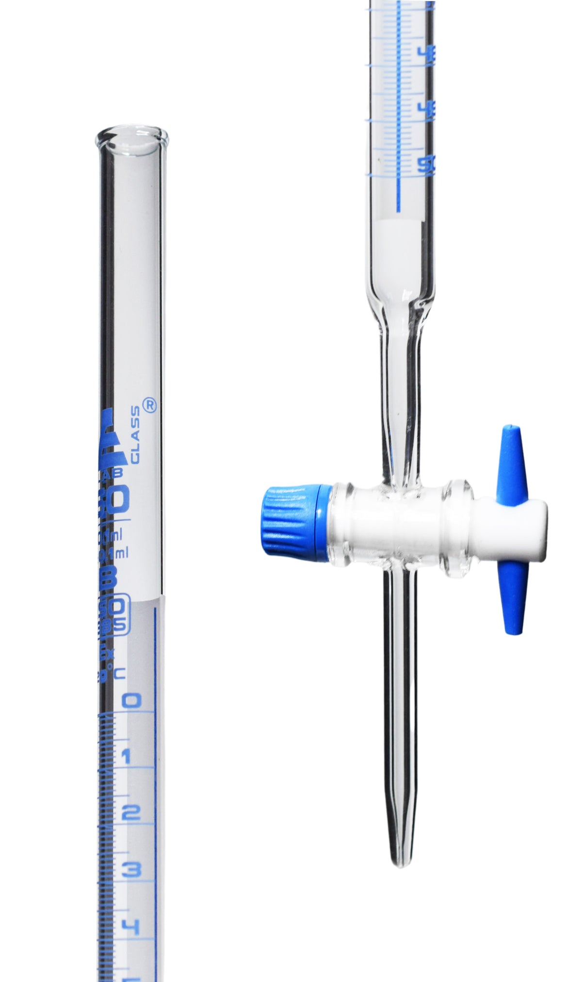 Schellbach Burette, 50mL Class B PTFE Stopcock Blue Graduations