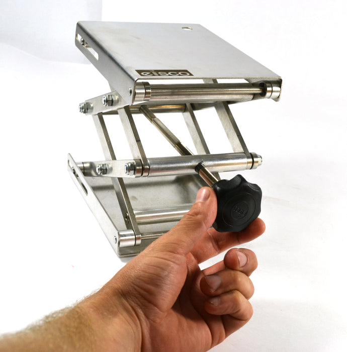 Eisco Labs Stainless Steel Lab Jack - 6.5" x 5" Surface - 11" max height - Dynamic Load - 7kg Static Strength - 30kg