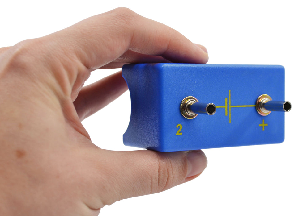 Battery Cell Holder, 2 Inch - For Use with Elementary Basic Electricity Kit (Eisco BKEPH2014) - With Two 4mm Sockets - Plastic - Mounted - Eisco Labs