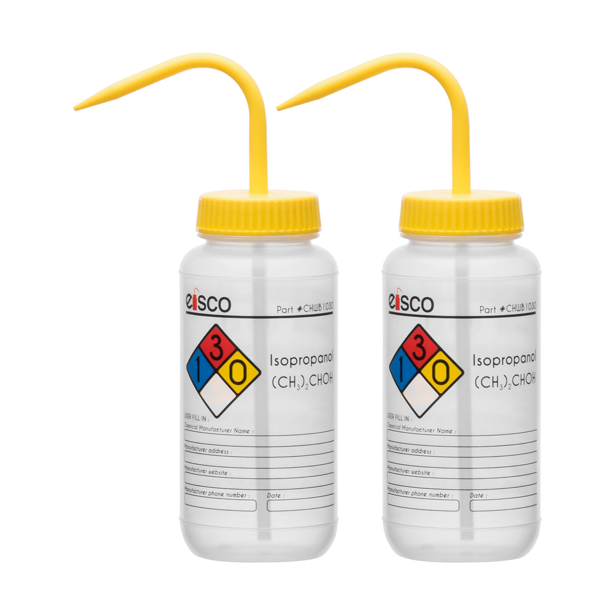 Botella De Lavado De Isopropanol Eisco Labs – 500 Ml, Boca Ancha, De Plástico LDPE. ¡Perfecta Para Laboratorio!