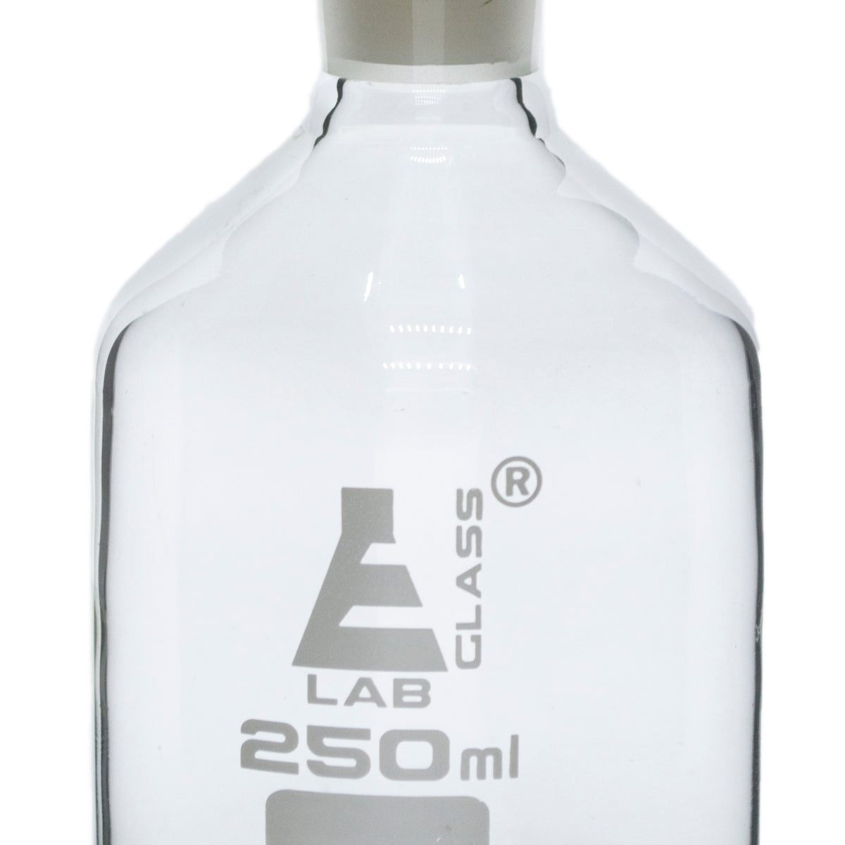 250mL (8.4oz) Glass Reagent Bottle with Acid Proof Polypropylene Stopp —  Eisco Labs