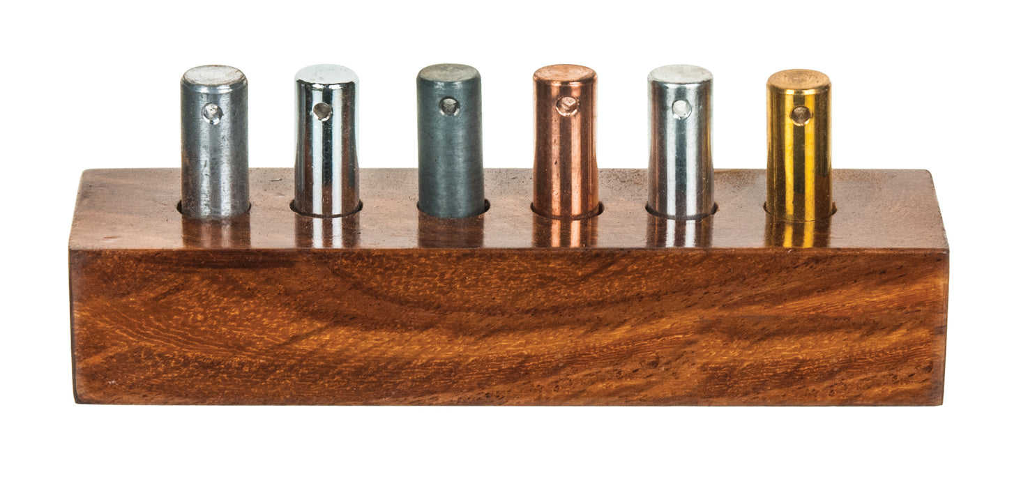 6pc Specific Heat Cylinders Set - Copper, Lead, Brass, Zinc, Iron & Aluminum - For Specific Heat Experiments