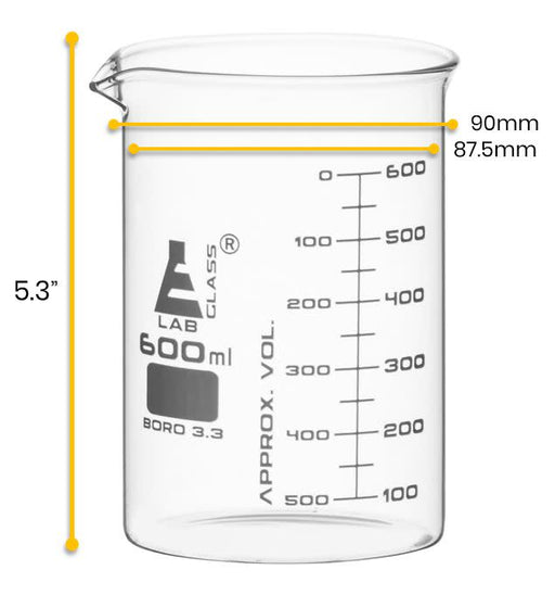 Beaker, 800ml - ASTM - Low Form, Dual Scale Graduations - Borosilicate Glass
