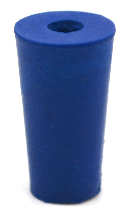 Neoprene Stoppers, 1 Hole - Blue - Size: 6mm Bottom, 8mm Top, 16mm Length - Pack of 10
