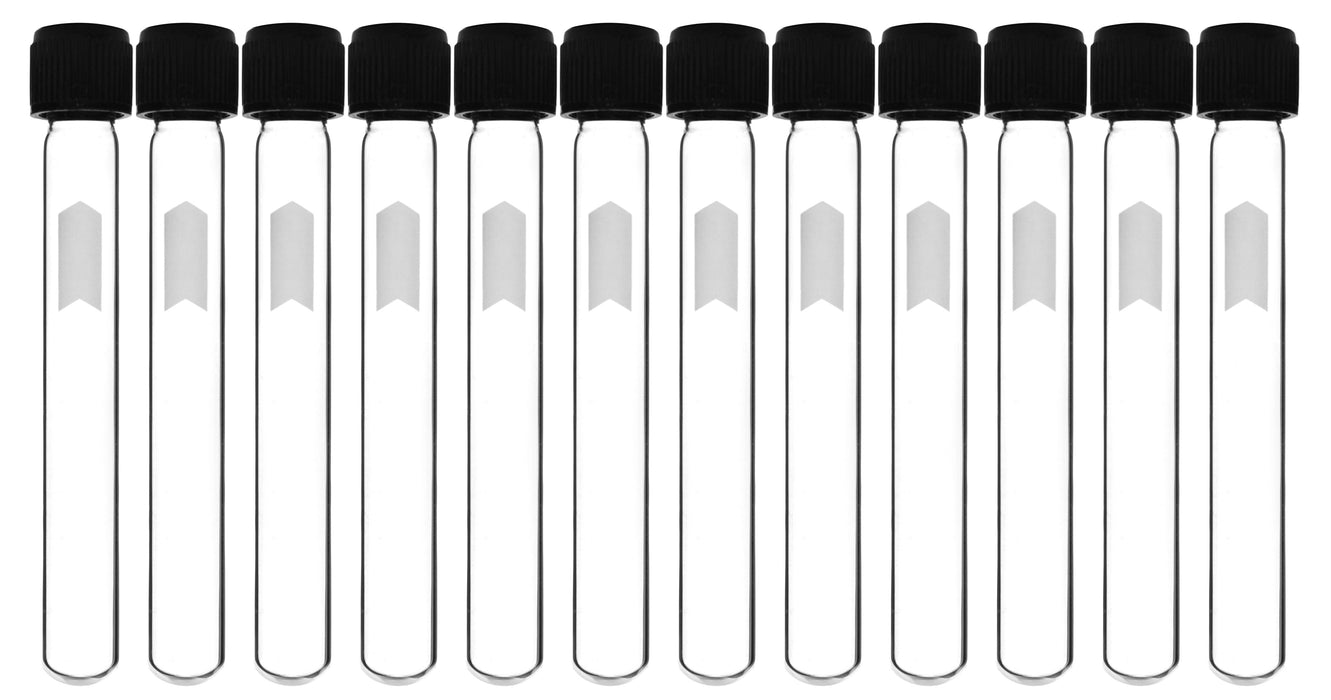 Culture Tube with Screw Cap, 5mL, 12/PK- 12x100mm - Marking Spot - Round Bottom - Borosilicate Glass