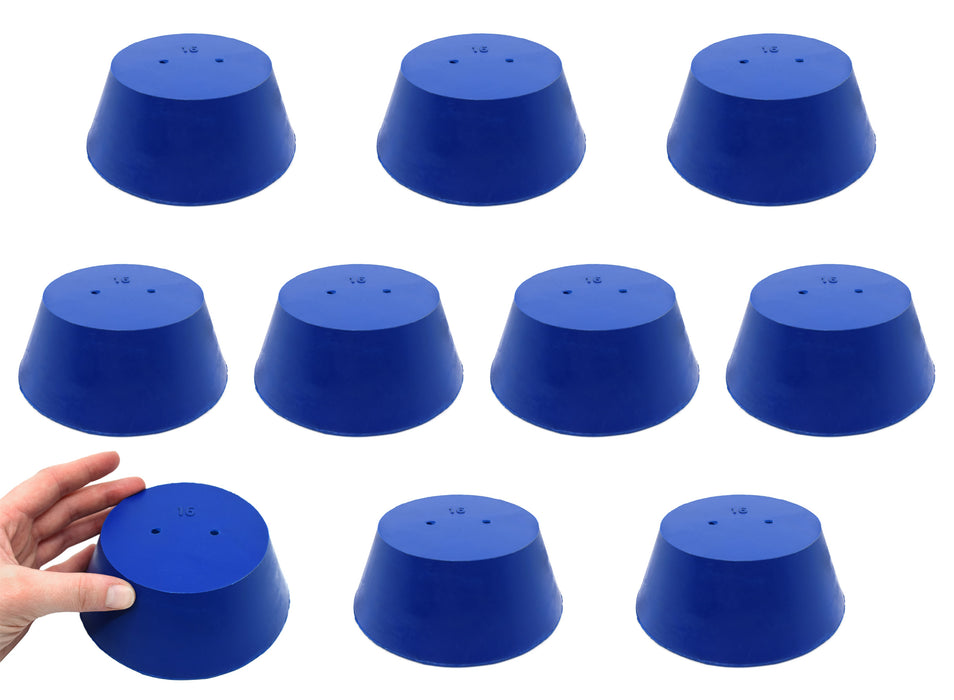 10PK Neoprene Stoppers, 2 Holes - ASTM - Size #16 - 90mm Bottom, 127mm Top, 50mm Length