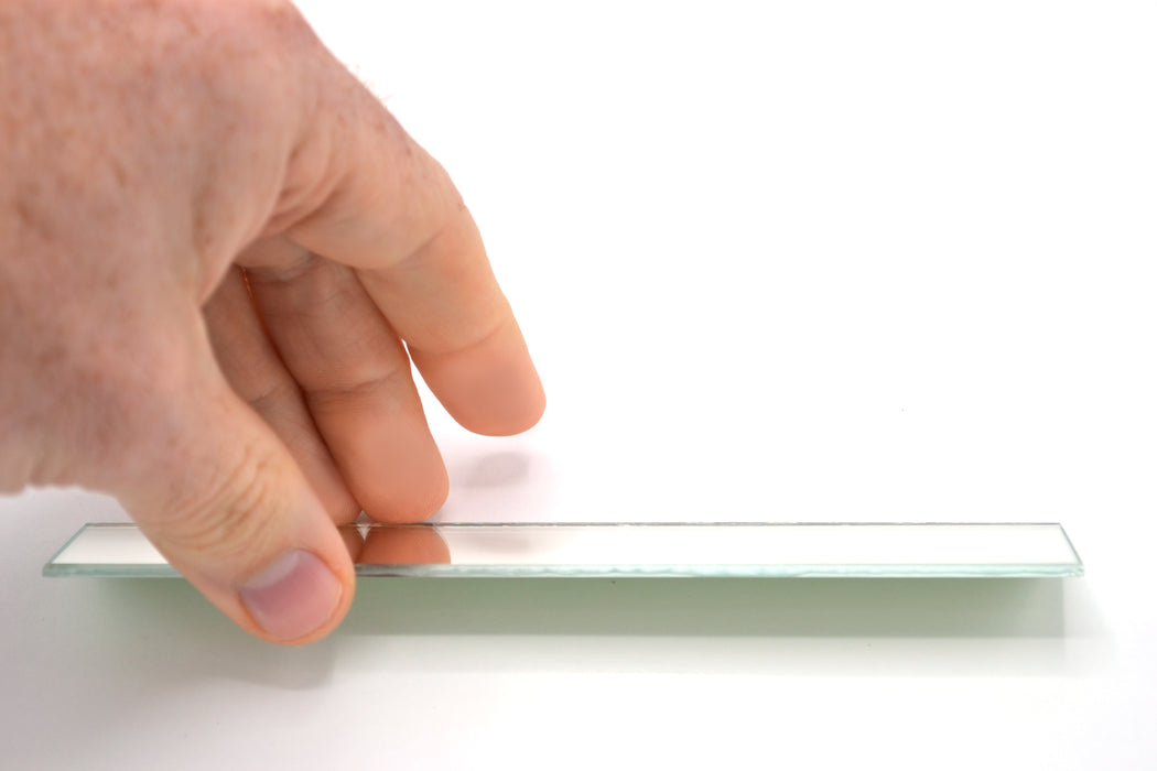 10 Pack Rectangular Plano Glass Mirror, 6" x 1" - 2mm Thick Approx. - Eisco Labs