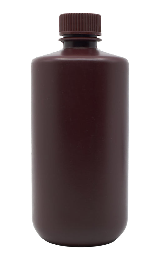 Reagent Bottle, Amber, 1000mL - Narrow Mouth with Screw Cap - HDPE