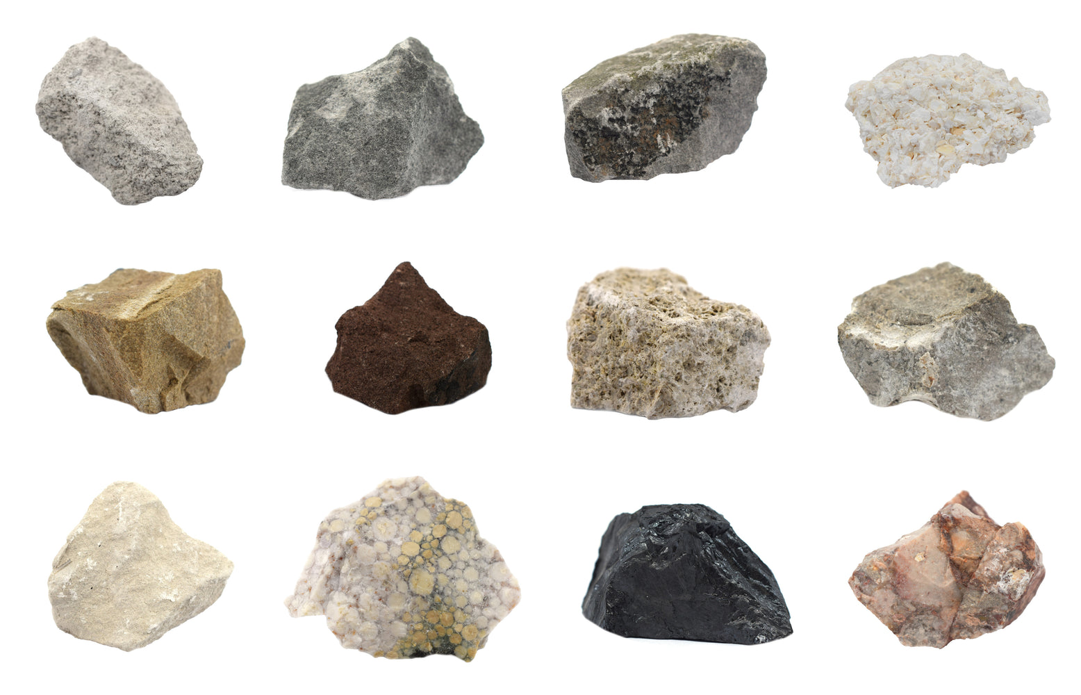 Introduction to Sedimentary Rocks  Kit, 12 Specimens - Includes Storage Box and Identification Card
