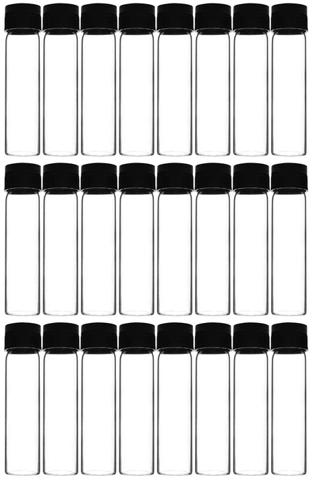 Culture Tube with Screw Cap, 30mL, 24/PK - 25x95mm - Flat Bottom - Borosilicate Glass
