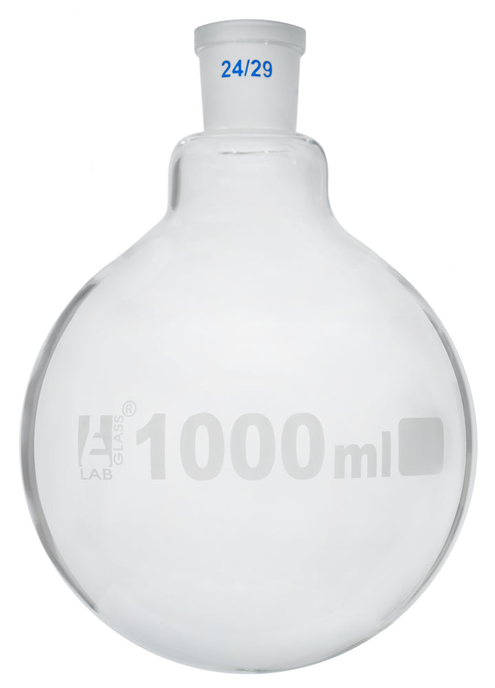 Florence Boiling Flask, 1000ml - 24/29 Interchangeable Joint - Borosilicate Glass - Round Bottom - Eisco Labs