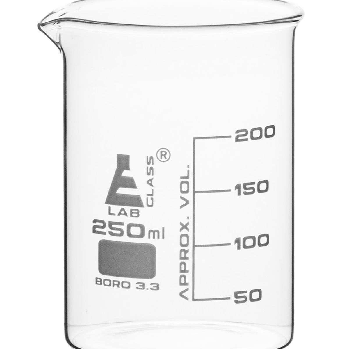 250ml Graduation Beaker Low form, with spout - Borosilicate glass, gra ...