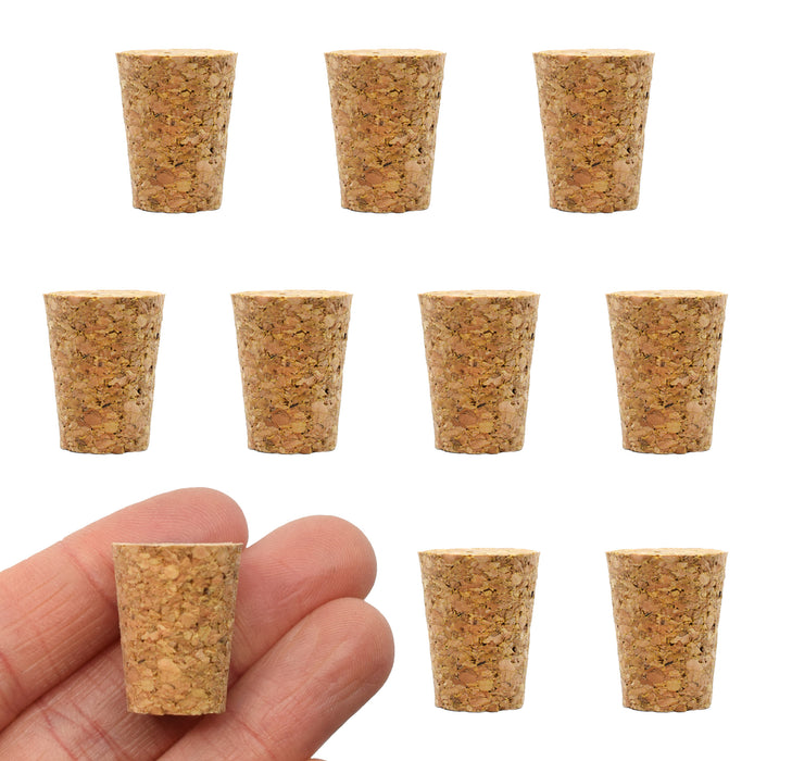 10PK Cork Stoppers, Size #5 - 12mm Bottom, 17mm Top, 22mm Length - Tapered Shape