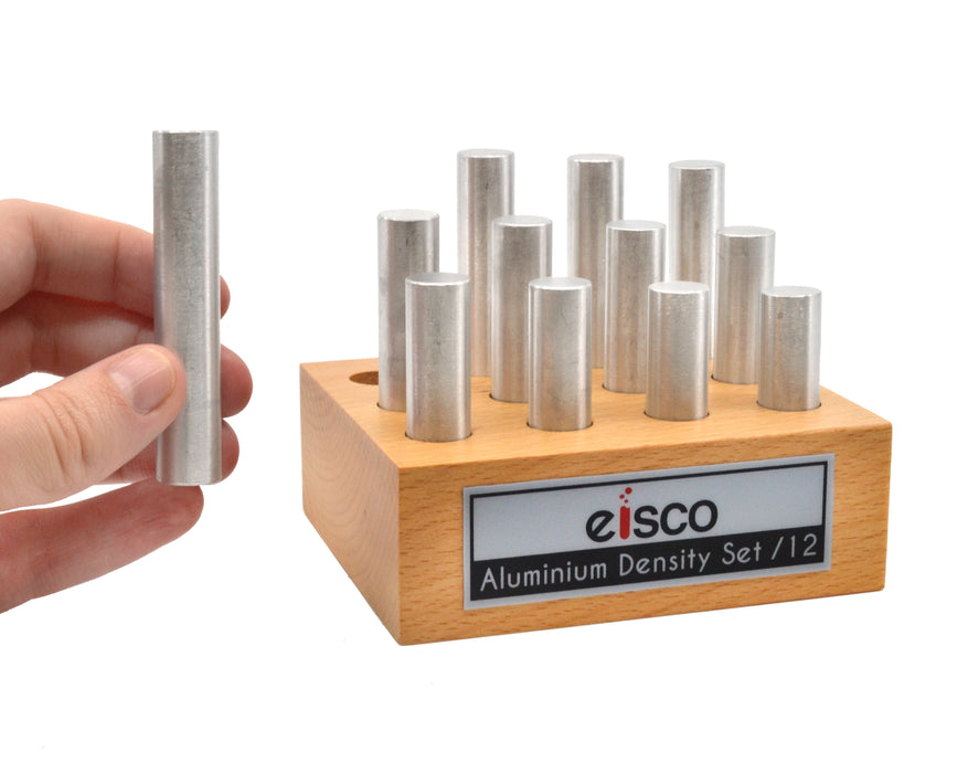 12pc Cylindrical Bars Density Set, Aluminum - Wooden Storage Block