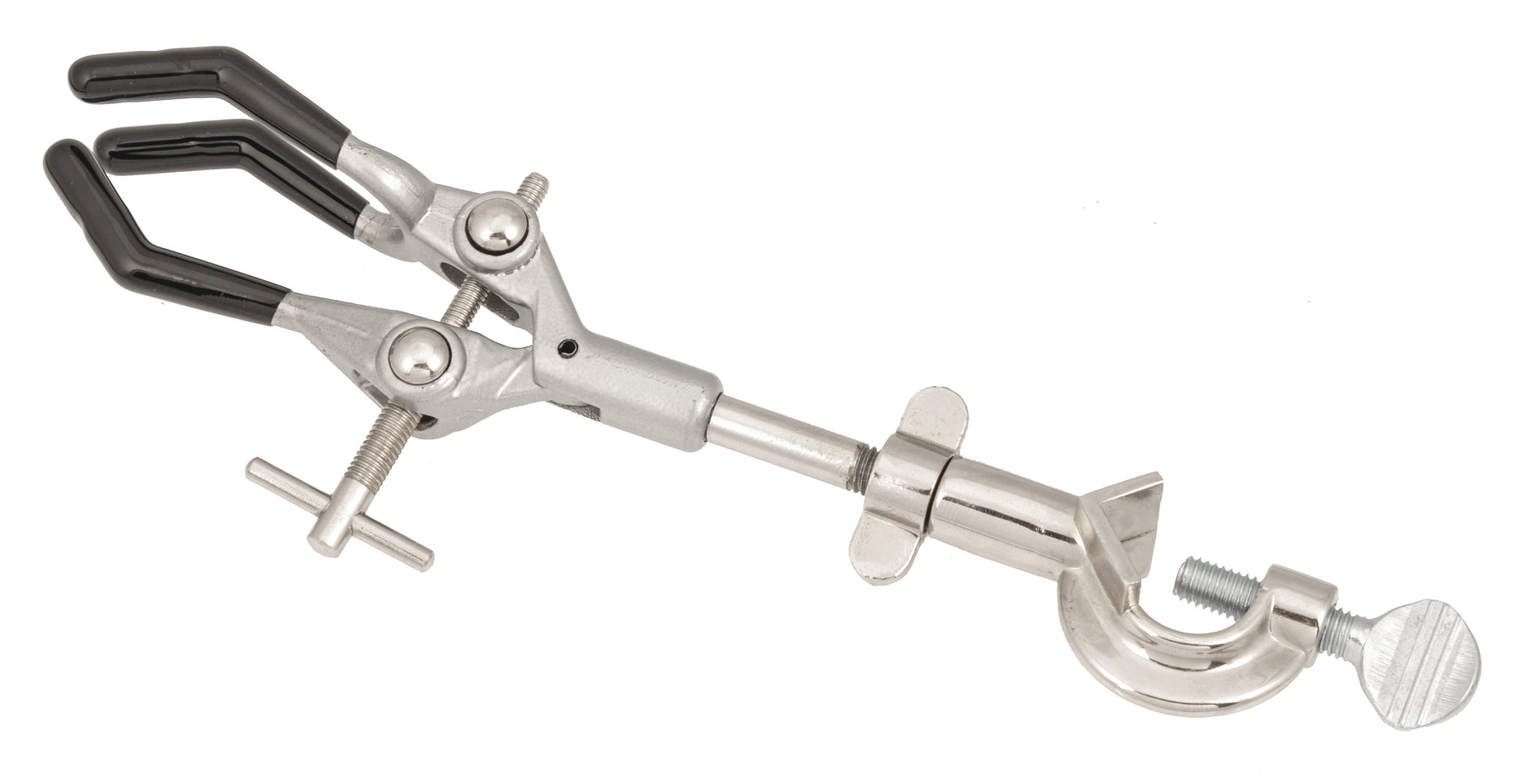 3-Finger Extension Clamp with PVC Coated Prongs & Swivel Bosshead