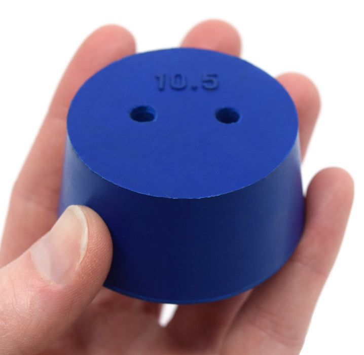 10PK Neoprene Stoppers, 2 Holes - ASTM - Size #10.5 - 45mm Bottom, 53mm Top, 25mm Length