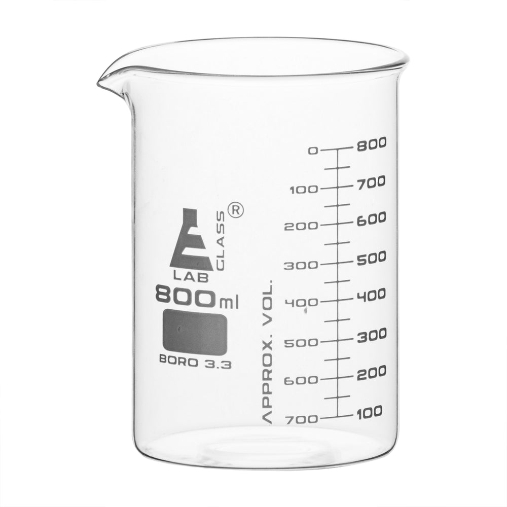 Beaker, 800ml - ASTM - Low Form, Dual Scale Graduations - Borosilicate Glass