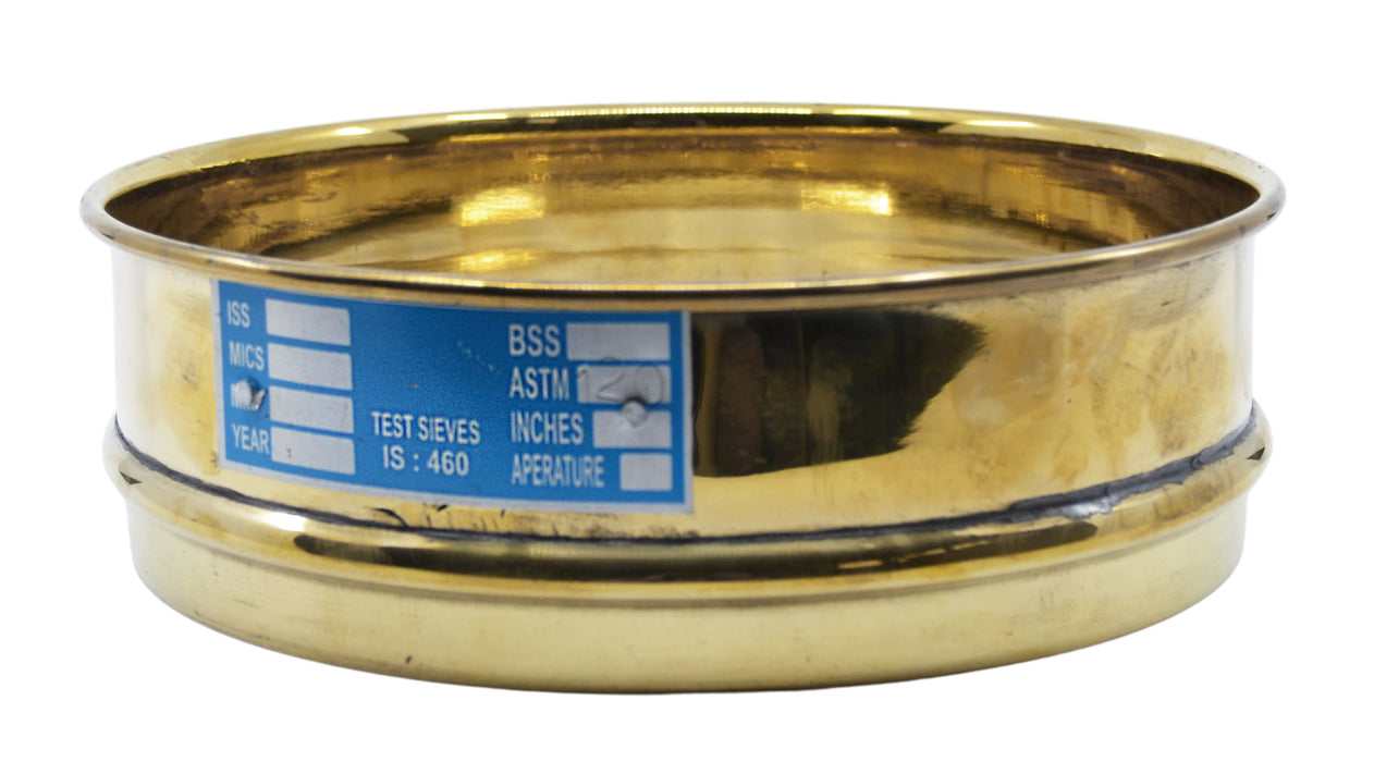 Test Sieve, 8 Inch - Full Height - ASTM No. 120 (125µm) - Brass Frame with Stainless Steel Wire Mesh - Eisco Labs