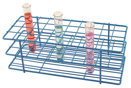 Blue Epoxy Coated Steel Wire Test Tube Rack, 40 Holes, Outer Diameter permitted of tubes 20-22mm or less , 4 X 10 Format