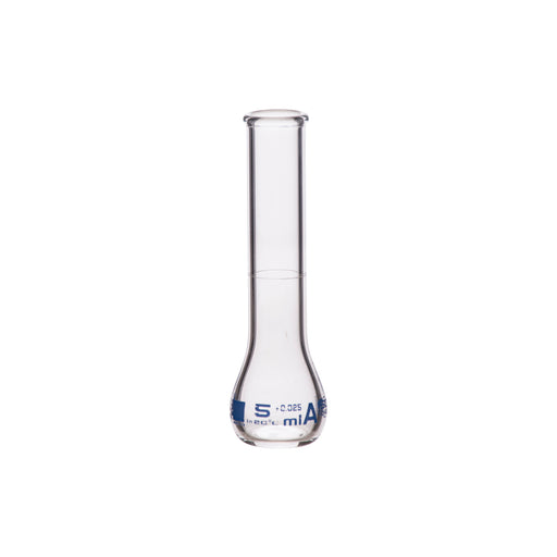 Volumetric Flask, 5ml - Class A - Borosilicate Glass - Blue Graduation, Tolerance ±0.025 - No Stopper, Beaded Rim - Eisco Labs