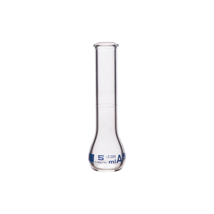 Volumetric Flask, 5ml - Class A - Borosilicate Glass - Blue Graduation, Tolerance ±0.025 - No Stopper, Beaded Rim - Eisco Labs