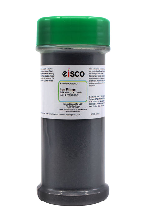 Coarse Iron Filings, 1 LB (454g) in Sprinkle Bottle - 20 Mesh Iron Shavings for Magnets