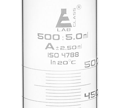 Graduated Cylinder, 500ml - Class A - White Graduations, Round Base
