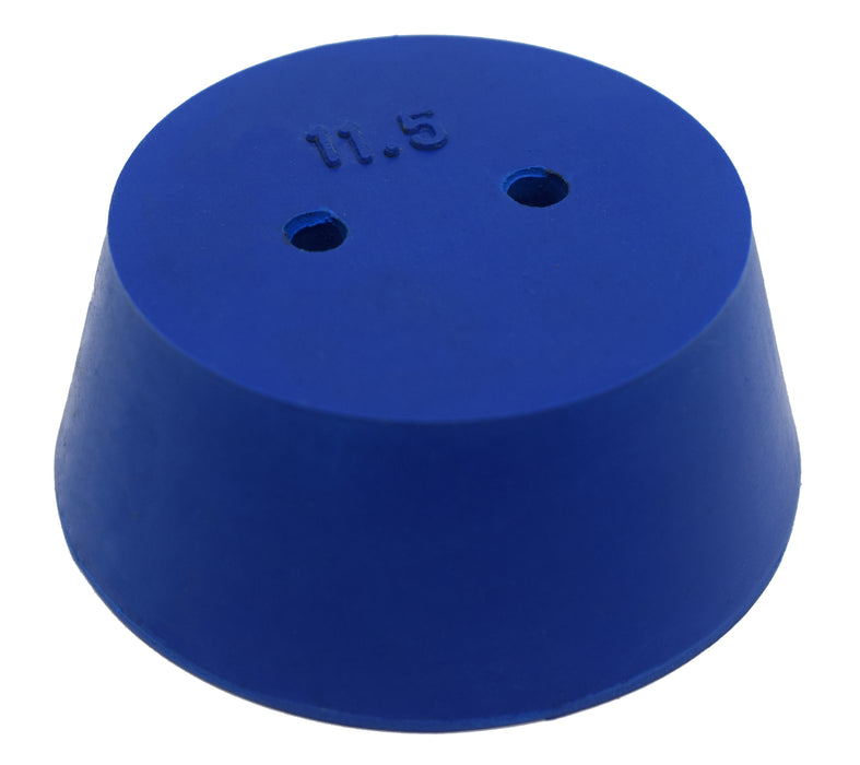 10PK Neoprene Stoppers, 2 Holes - ASTM - Size #11.5 - 50mm Bottom, 63mm Top, 25mm Length