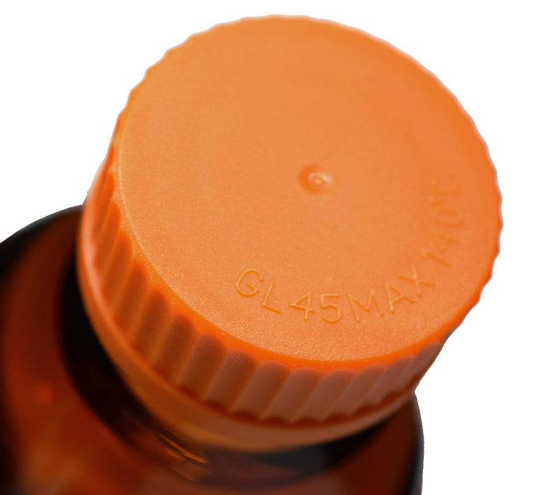 Reagent Bottle, 5000ml - Amber Colored Glass - Orange Screw Cap - Borosilicate 3.3 Glass