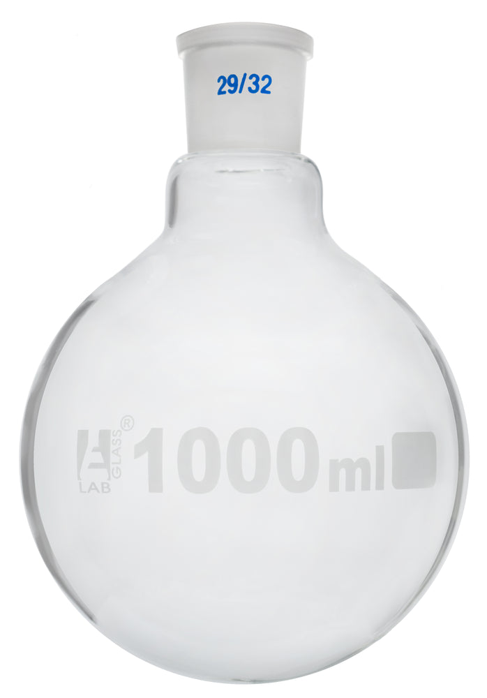 Florence Boiling Flask, 1000ml - 29/32 Interchangeable Joint - Borosilicate Glass - Round Bottom - Eisco Labs