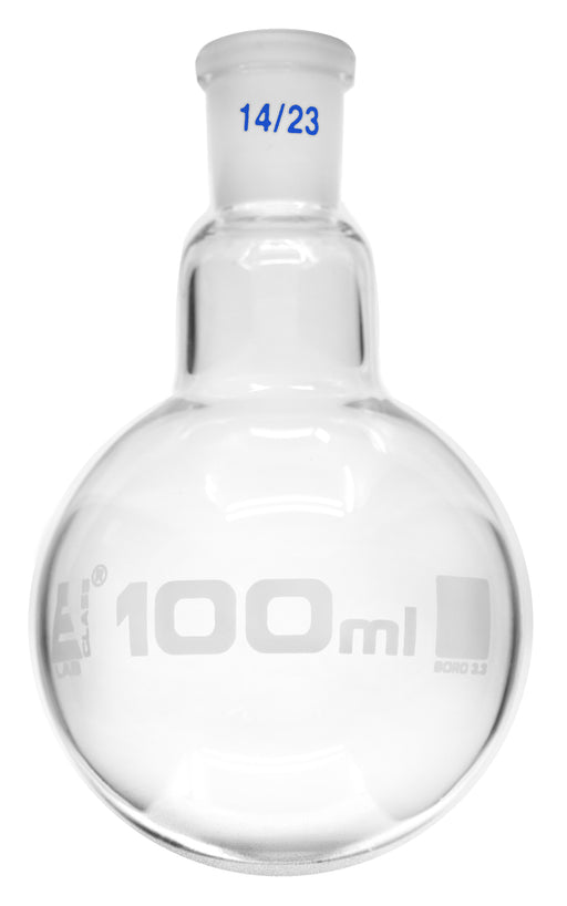 Florence Boiling Flask, 100ml - 14/23 Interchangeable Joint - Borosilicate Glass - Round Bottom - Eisco Labs