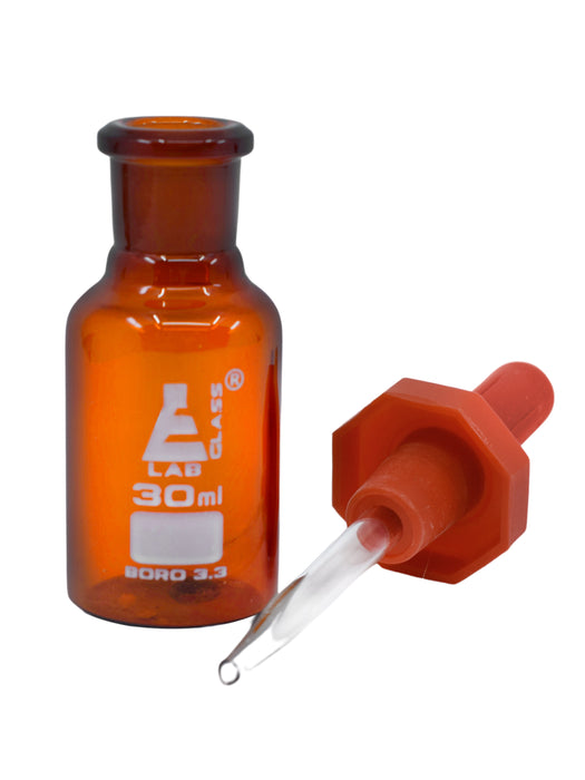Dropping Bottle, 30ml (1oz) - Eye Dropper Pipette - Amber Borosilicate 3.3 Glass